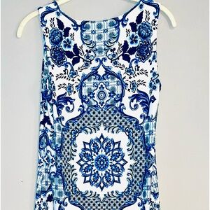 Charter Club Summer Dress - blue & white print - Size S